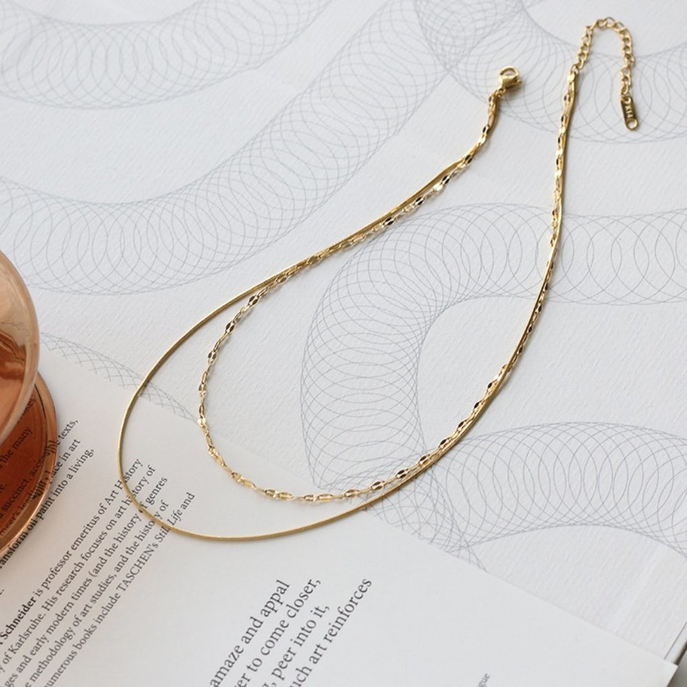 NEW 18K Gold Plated Double Layer Chain Necklace 0 - Picture 10 of 10